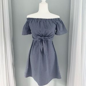 Gingham Off-the-shoulder Mini Dress